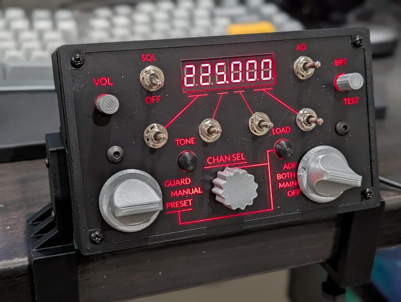 F-14 ARC-159 radio control panel with red backlighting